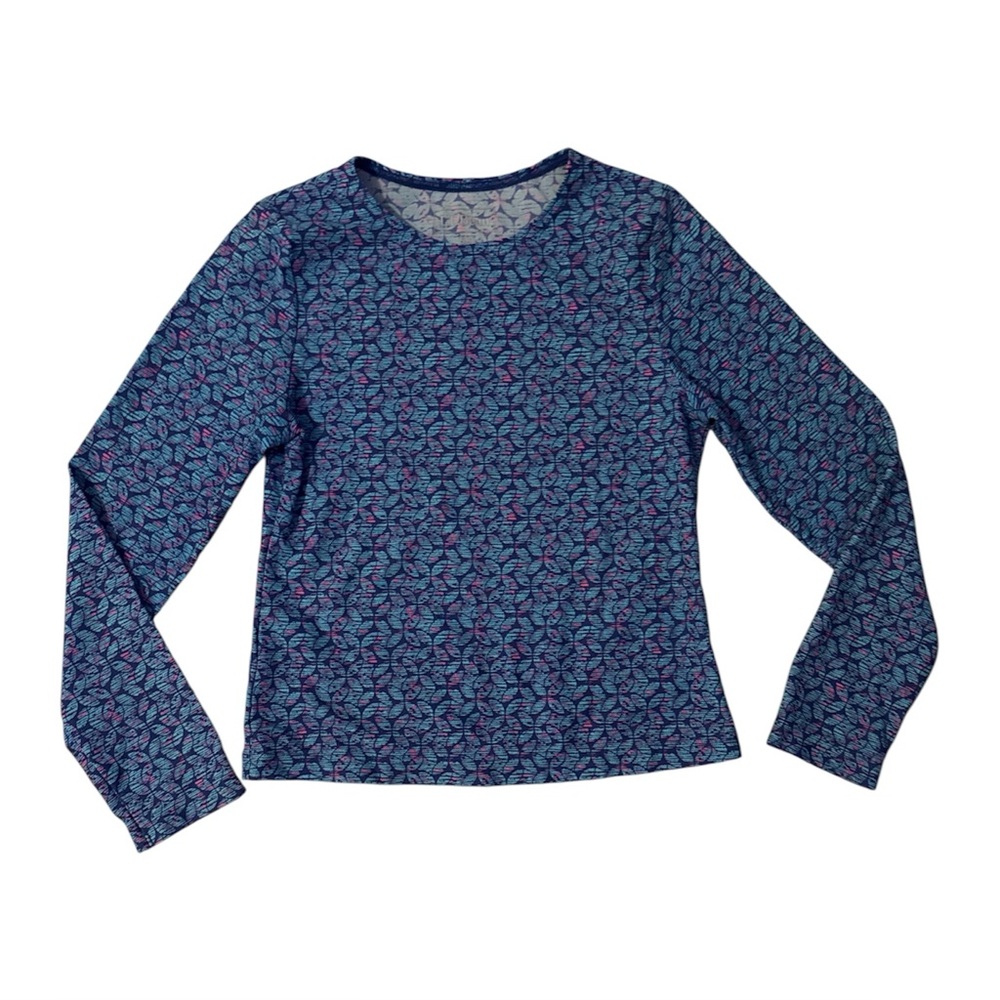 L.L. Bean Girl’s Long Sleeve 50+ UPF Rash Guard Sun Protection Shirt | Blue | S8